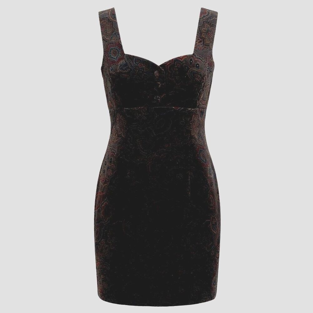 Vtg GUESS Dress Womens Sz 5 Velvet Floral Mini Sweetheart USA Party Lined NWOT